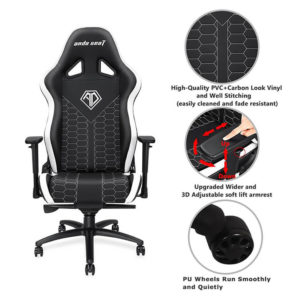 Anda Seat Spirit King Black/White - Full PVC Leather 4D Armrest Gaming Chair - Ảnh 4