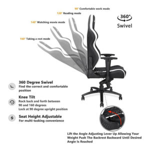 Anda Seat Spirit King Black/White - Full PVC Leather 4D Armrest Gaming Chair - Ảnh 5