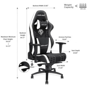 Anda Seat Spirit King Black/White - Full PVC Leather 4D Armrest Gaming Chair - Ảnh 3