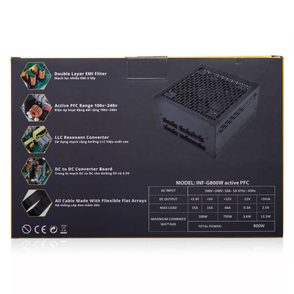 Infinity Gold G800W - 80 Plus Gold - Active PFC - Full Modular - Hình ảnh 4