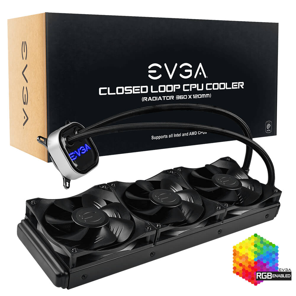 EVGA CLC 360mm All-In-One RGB LED CPU Liquid Cooler - 3x FX12 120mm PWM Fans - HoÃ ng PhÆ°Æ¡ng
